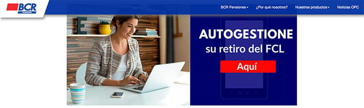 Banner en la web de BCR Pensiones